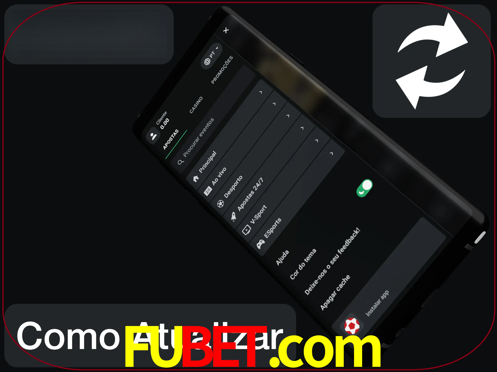 O aplicativo é atualizado automaticamente quando você faz o login.